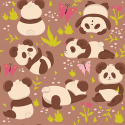 Seamless pattern with cute pandas graphics vector