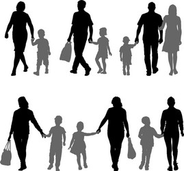 Set silhouette of happy family on a white vector