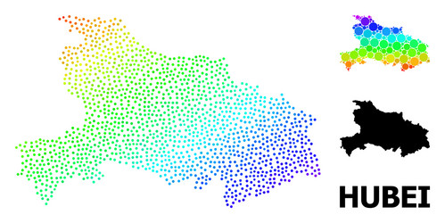 Spectrum gradient pixelated map hubei vector