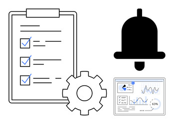 task checklist analytics dashboard gear settings vector image