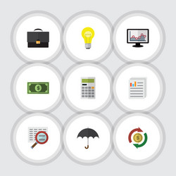 Flat icon gain set of calculate scan document vector
