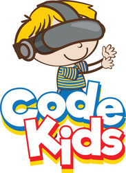 font design for word code kids with kid wearing vector