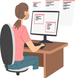 Man as software developer or programmer engaged vector