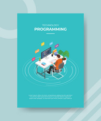 Programming Concept - Man at Computer vector image