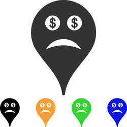 Bankrupt smiley map marker icon vector