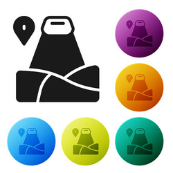 Black map pointer with mountain icon isolated vector