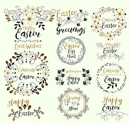 Celebrate easterhappy greetingsspring is here egg vector