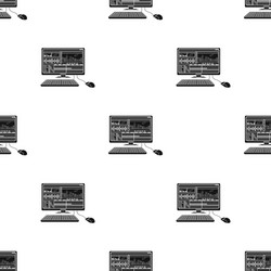 Computer with keyboardmaking movie single icon vector