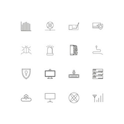 Internet security linear thin icons set outlined vector