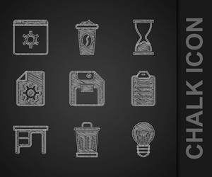 Set floppy disk trash can light bulb to do list vector