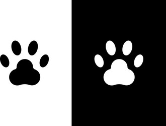 Animals paw print black and white color cat vector