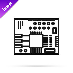 black line printed circuit board pcb icon isolated vector image