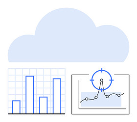 cloud computing with bar charts and data analysis vector image