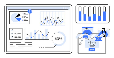 data visualization and online shopping metrics vector image