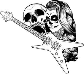 electric guitar line art Vector Image