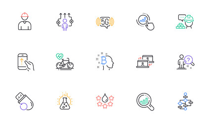 Graph chart quality and engineer line icons vector