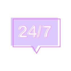 message 24 7 time clock support service vector image