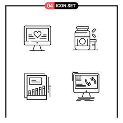 set 4 line style icons for web and mobile vector image
