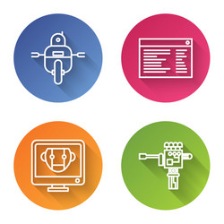 set line robot software web developer vector image