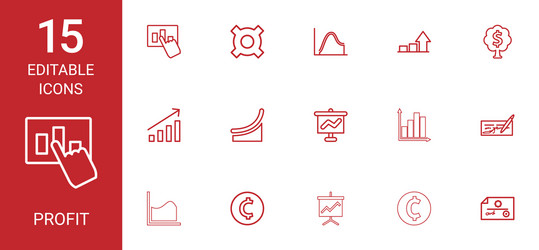 15 profit icons vector