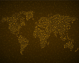 abstract world map with glowing particles vector image