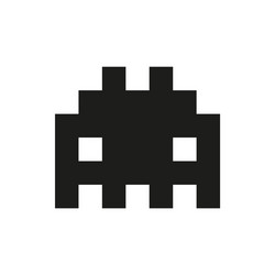 Cheerful and kind pixel monster monochrome vector