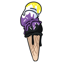 Cute non binary ice cream cone cartoon vector