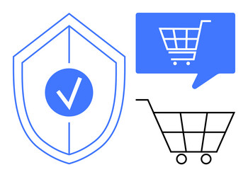 e-commerce security visualized with shield check vector image