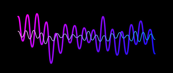 Purple gradient overlapping sound waves two vector