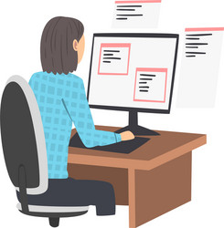 Woman as software developer or programmer engaged vector