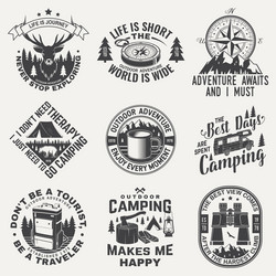 Camping Badge Set - Adventure Patch Vector Image