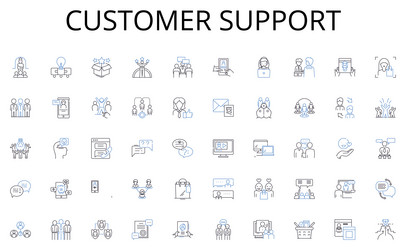 Customer support line icons collection vector