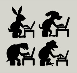 Animal Laptop Users Vector Image