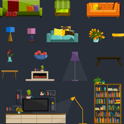 collection of modern flat furniture icon vector