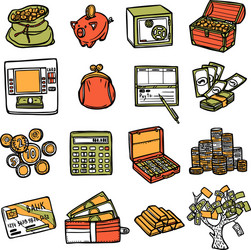 financial icons set vector