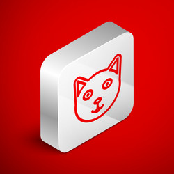 isometric line pet icon isolated on red background vector