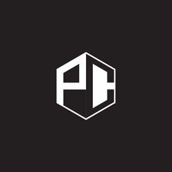 Cp logo monogram hexagon with black background Vector Image