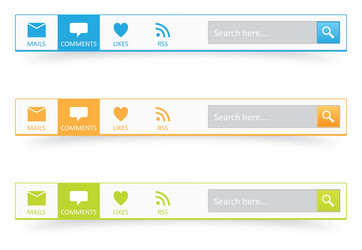 search bar with mails comments likes and rss vector