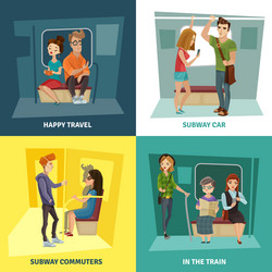 Subway people concept icons set vector