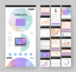 website template design with interface elements vector