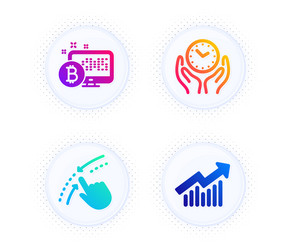 bitcoin system swipe up and safe time icons set vector image
