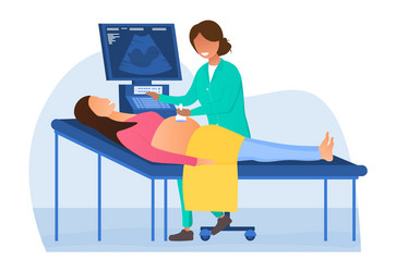 Pregnant woman visiting doctor vector