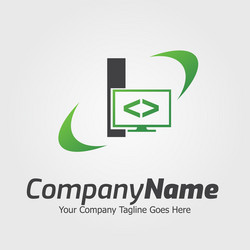 programming code and computer monitor logo vector image