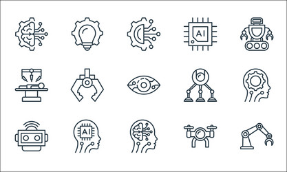 Robotics line icons linear set quality vector