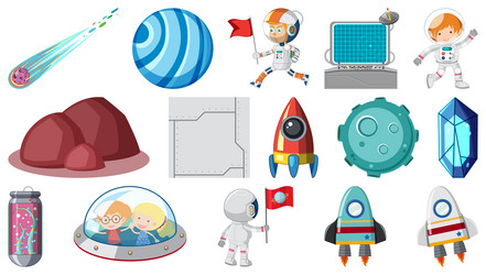 set of isolated fantasy space game objects vector image
