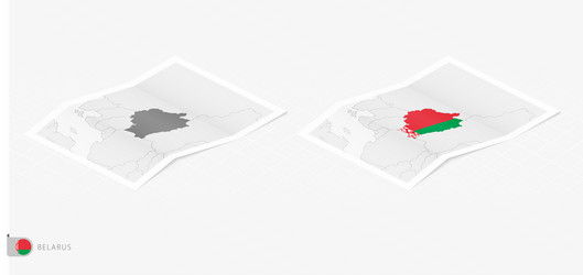 set of two realistic map belarus with shadow vector image
