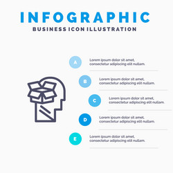box unbox data user male line icon with 5 steps vector image