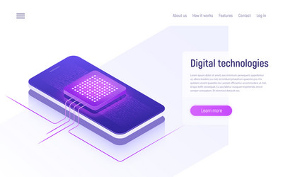 Digital Data Processing Isometric vector image