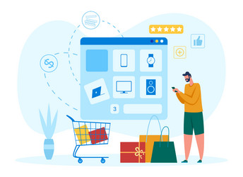 Internet shop concept make choose in store vector