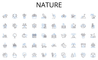 nature line icons collection guide tutorial vector image